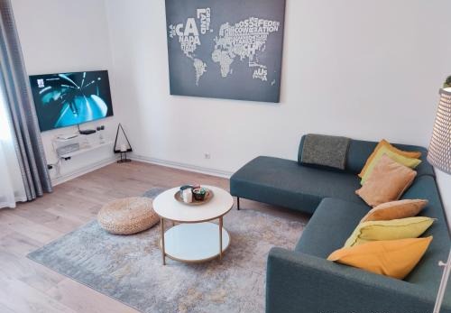 Modern living room with large sofa